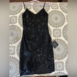 Lulu's Black Sequin Sheath Cocktail Dress